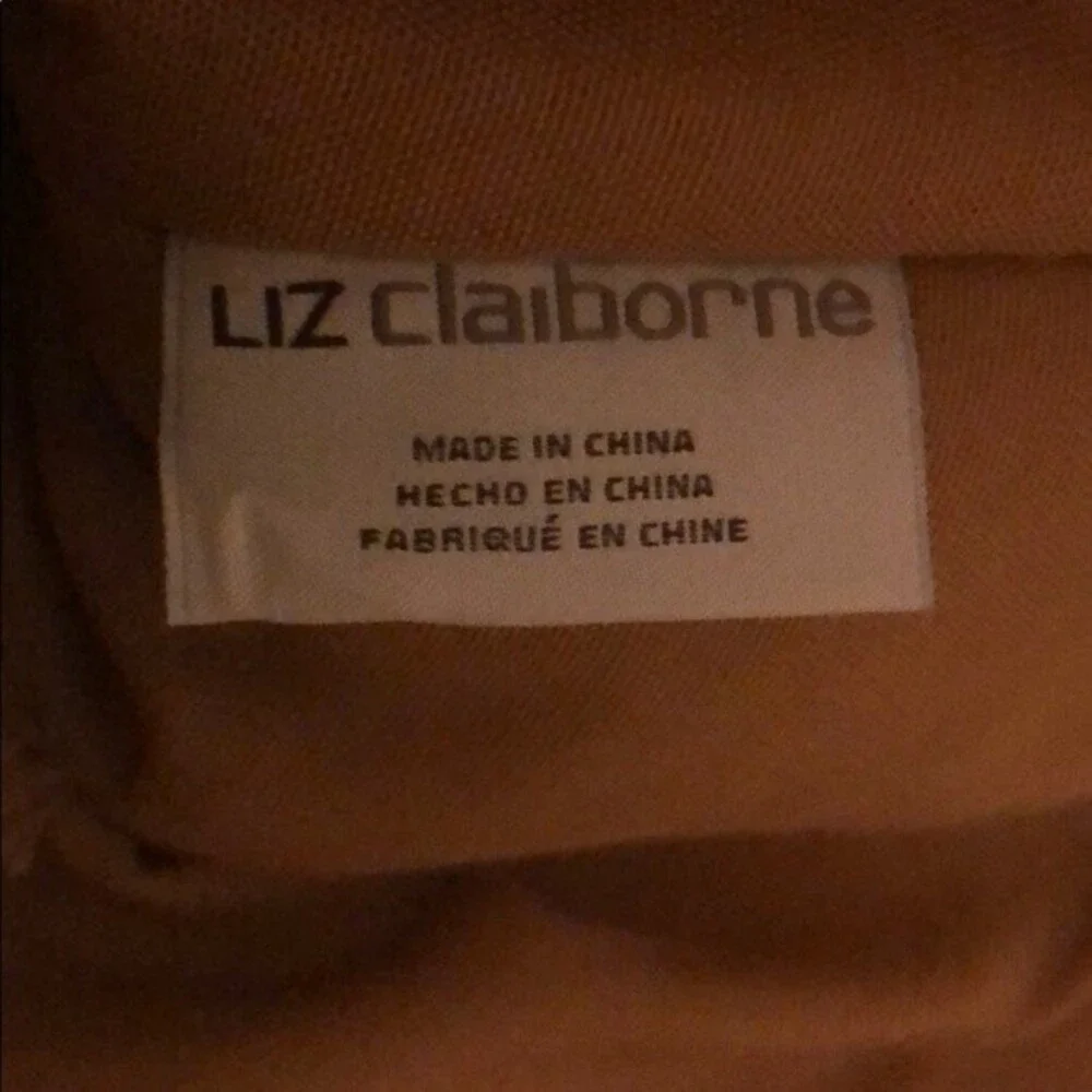 LIZ CLAIBORNE Tan Brown Envelope Clutch Faux Alligator / Crocodile Bag Handbag